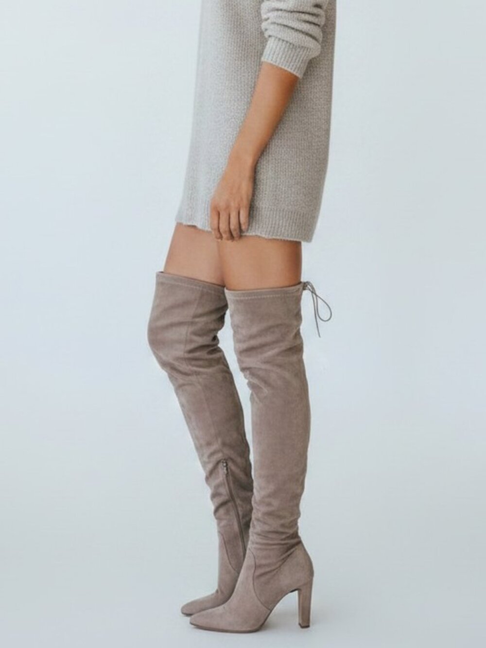 Catherine Malandrino "Sorcha" Taupe Over the Knee Boots